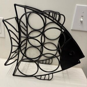 Black Fish-Shaped Wine Rack